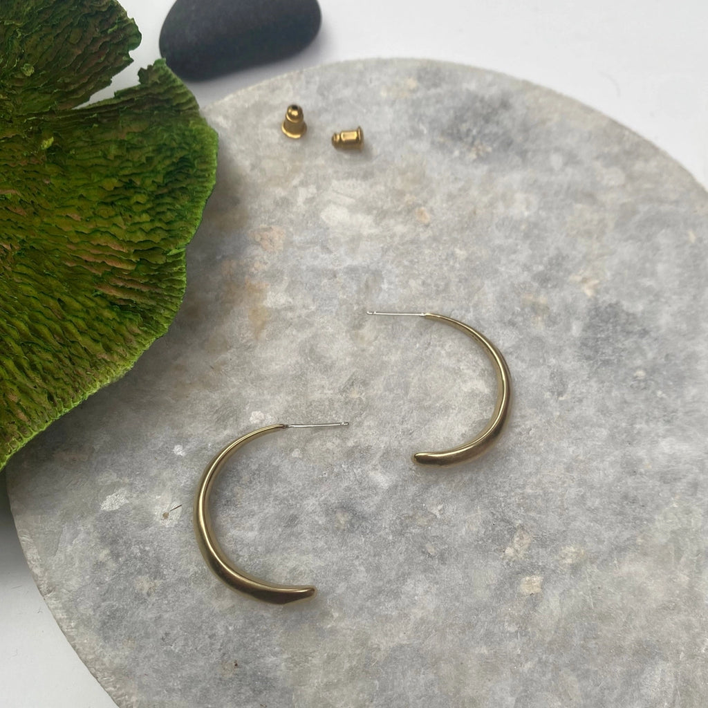 crescent moon gold hoops