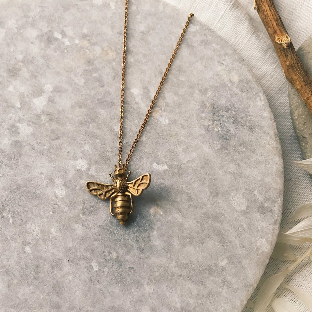 little bronze bee necklace