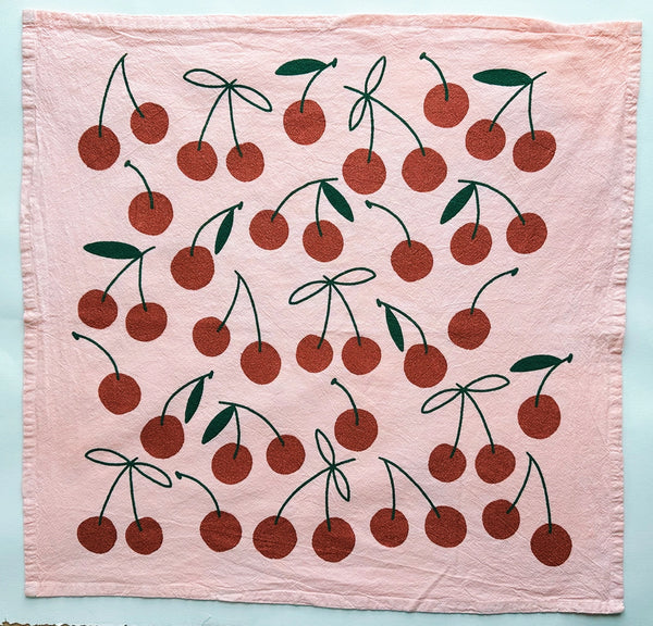 cherries tea towel