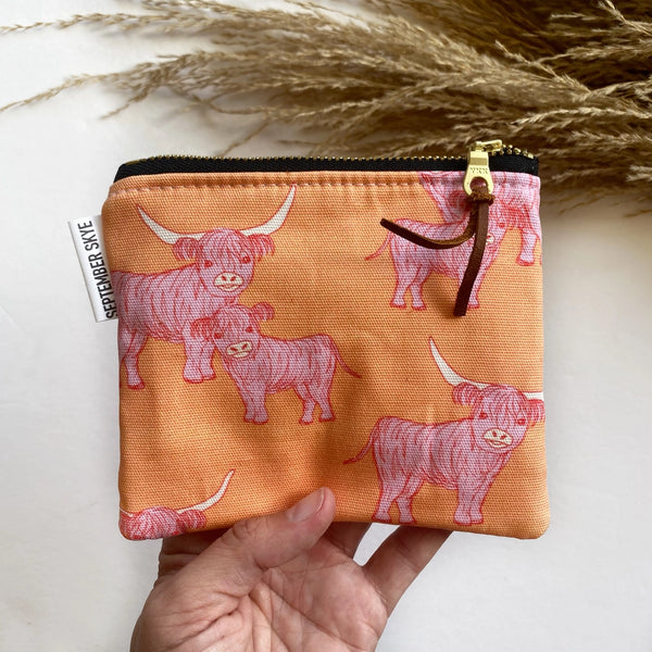 highland cow coin purse