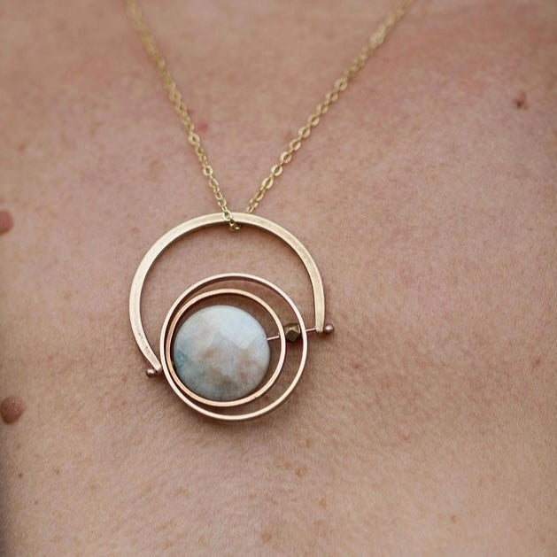 brass aquamarine necklace