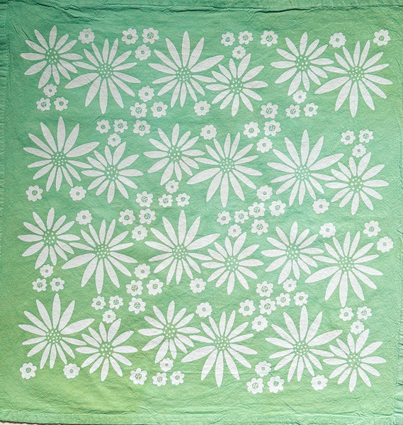 green floral tea towel